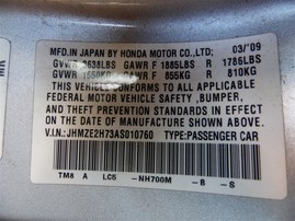 2010 Honda Insight EX Silver 1.3L AT #A24859